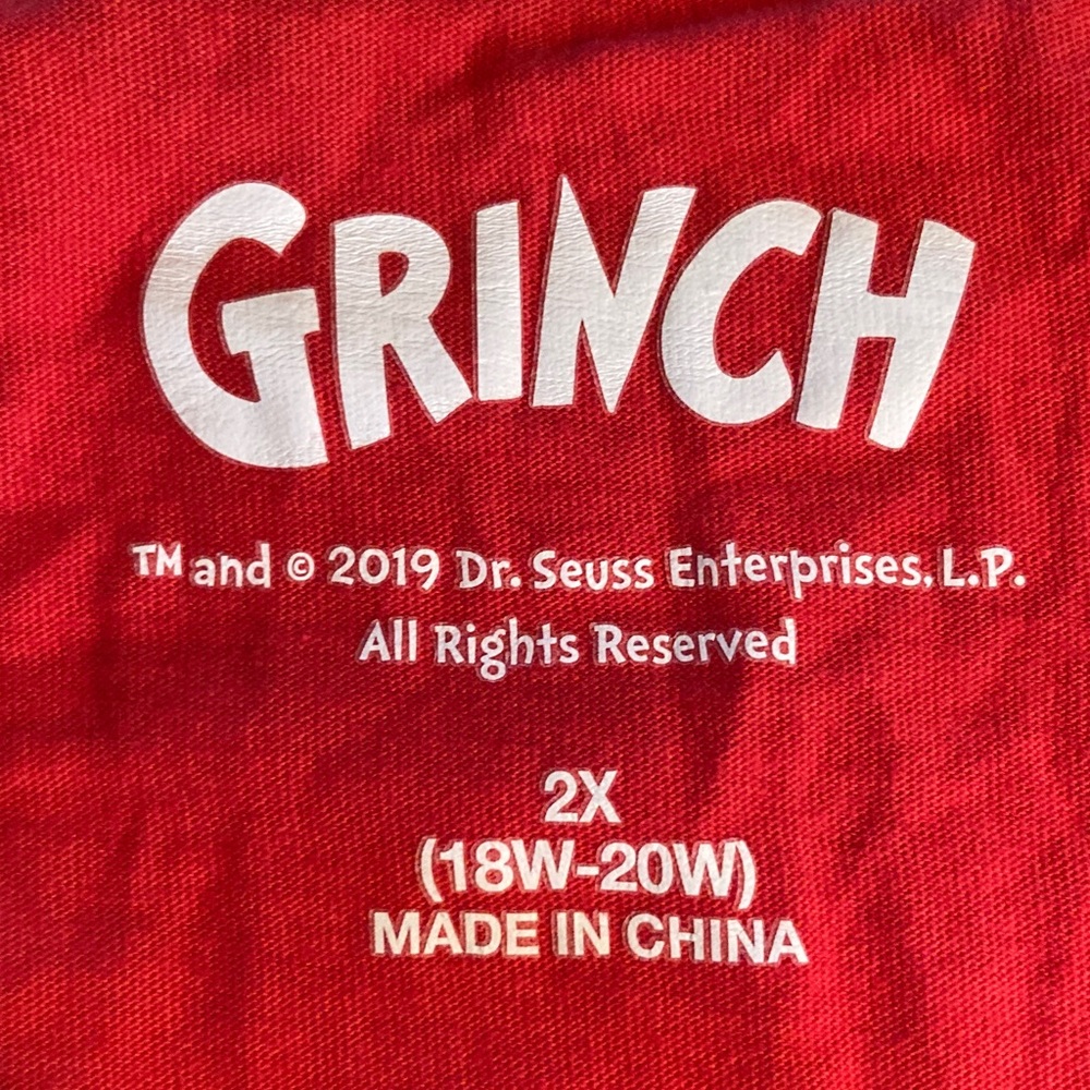 Dr. Seuss Red and Green Grinch Pajama Set “Don’t Be A Grinch” - Picture 2 of 10